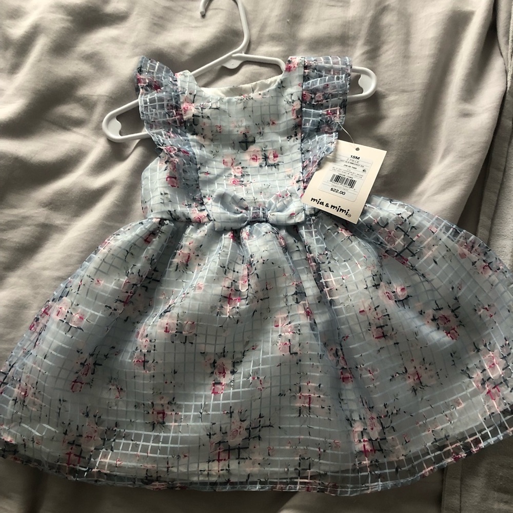 Mia & Mimi Blue Floral Baby Dress with Bow